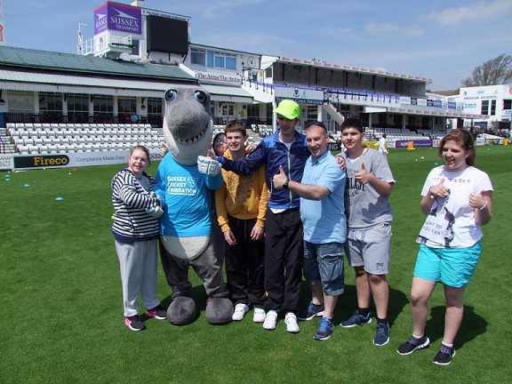 Participants and volunteers with Sid the Shark