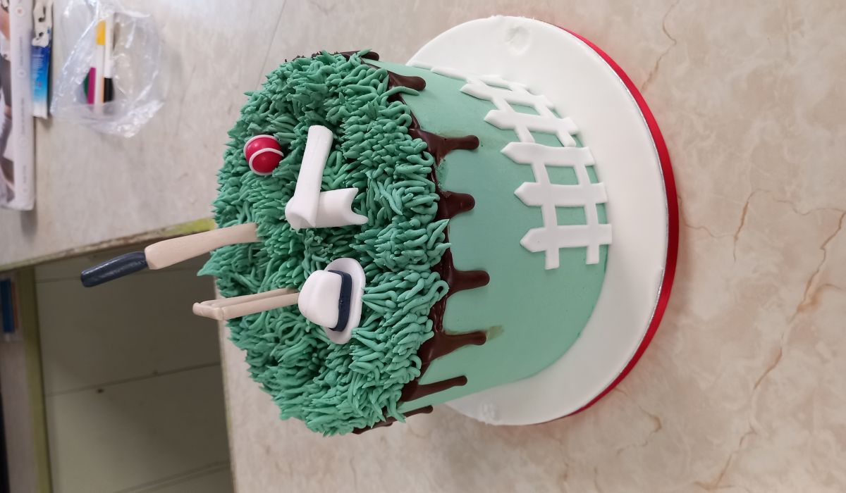 A members special cricket themed birthday cake 