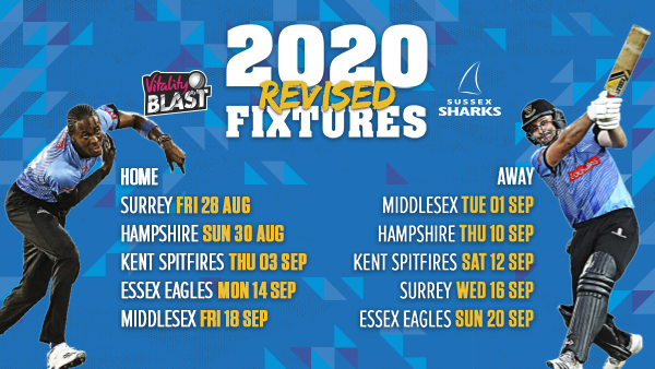 Sussex Sharks 2020 Vitality Blast fixtures