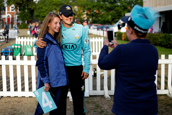 Sarah Taylor with autograph hunters