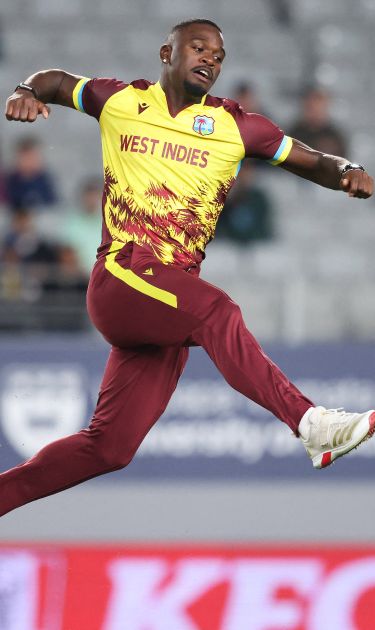 Jayden Seales in action for West Indies in their victory over New Zealand