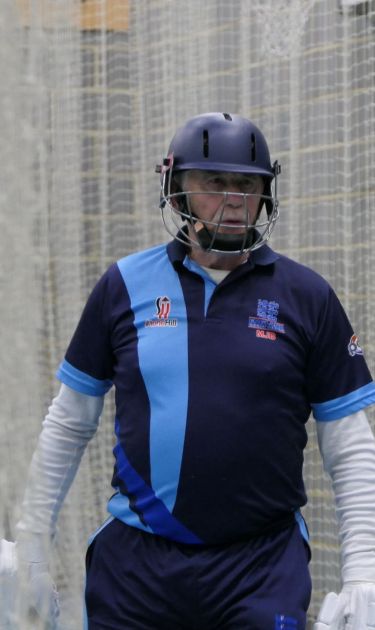 Martin Burgess pictured in his batting kit during a training day for England 70s.