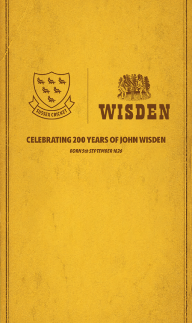 Sussex Cricket will celebrate the bicentenary of John Wisden's birth on Septmeber 8