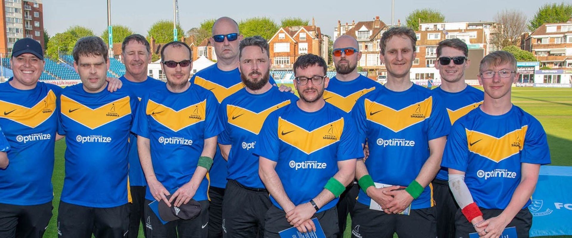 Sussex Sharks VI team after their cup final victory at The 1st Central County Ground