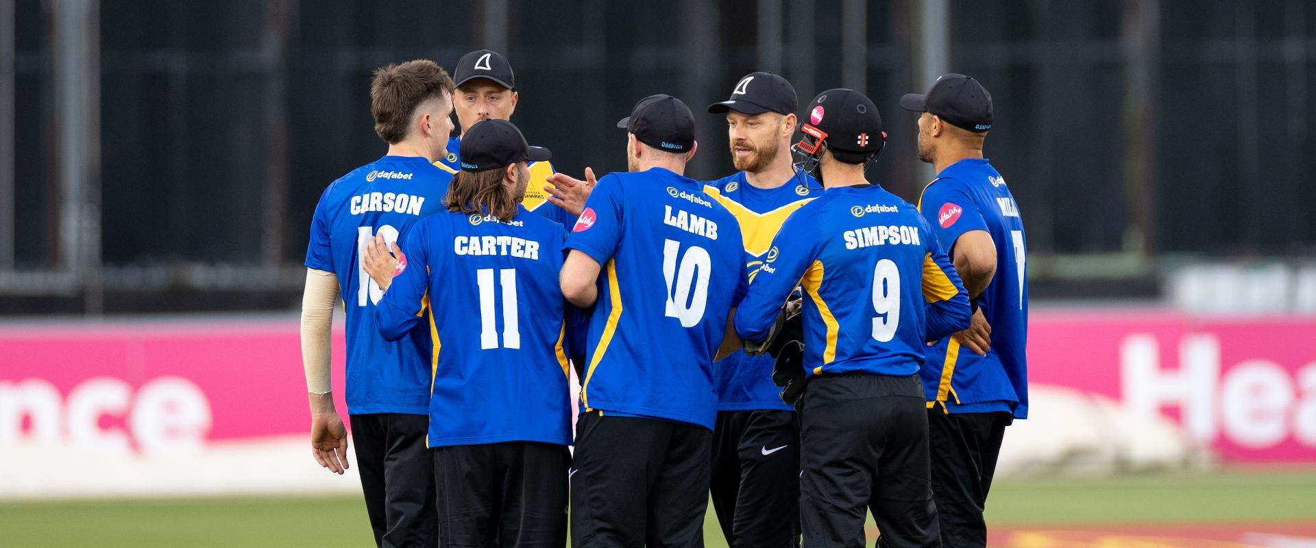 Sharks celebrate a wicket at Hove