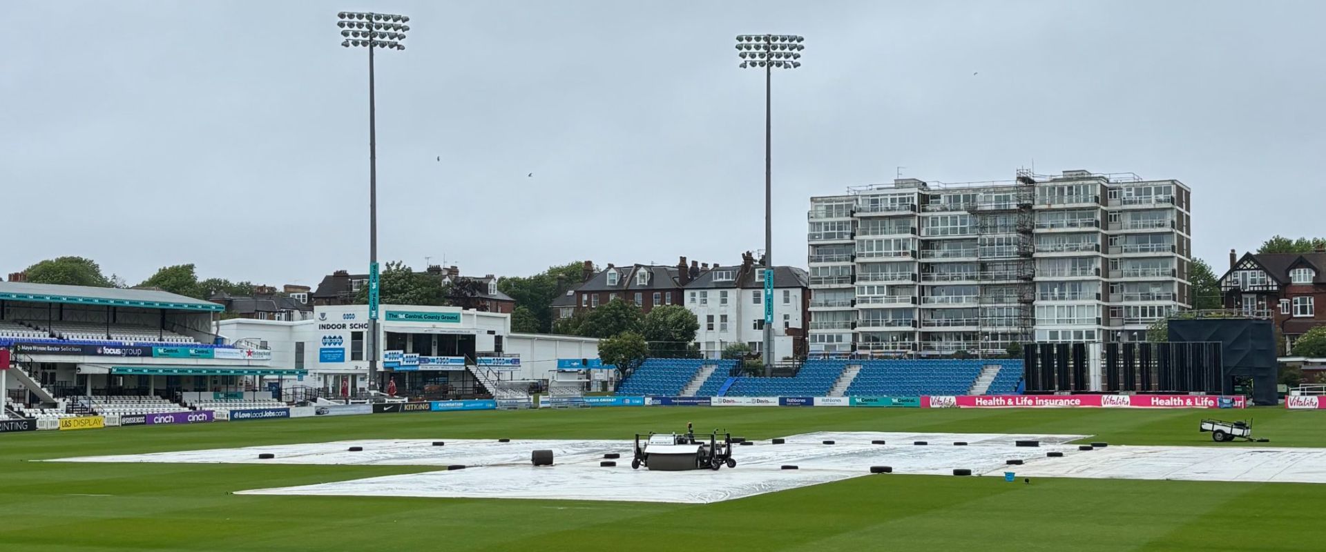 A soggy scene at Hove where tonight's match has been re-scheduled to tomorrow