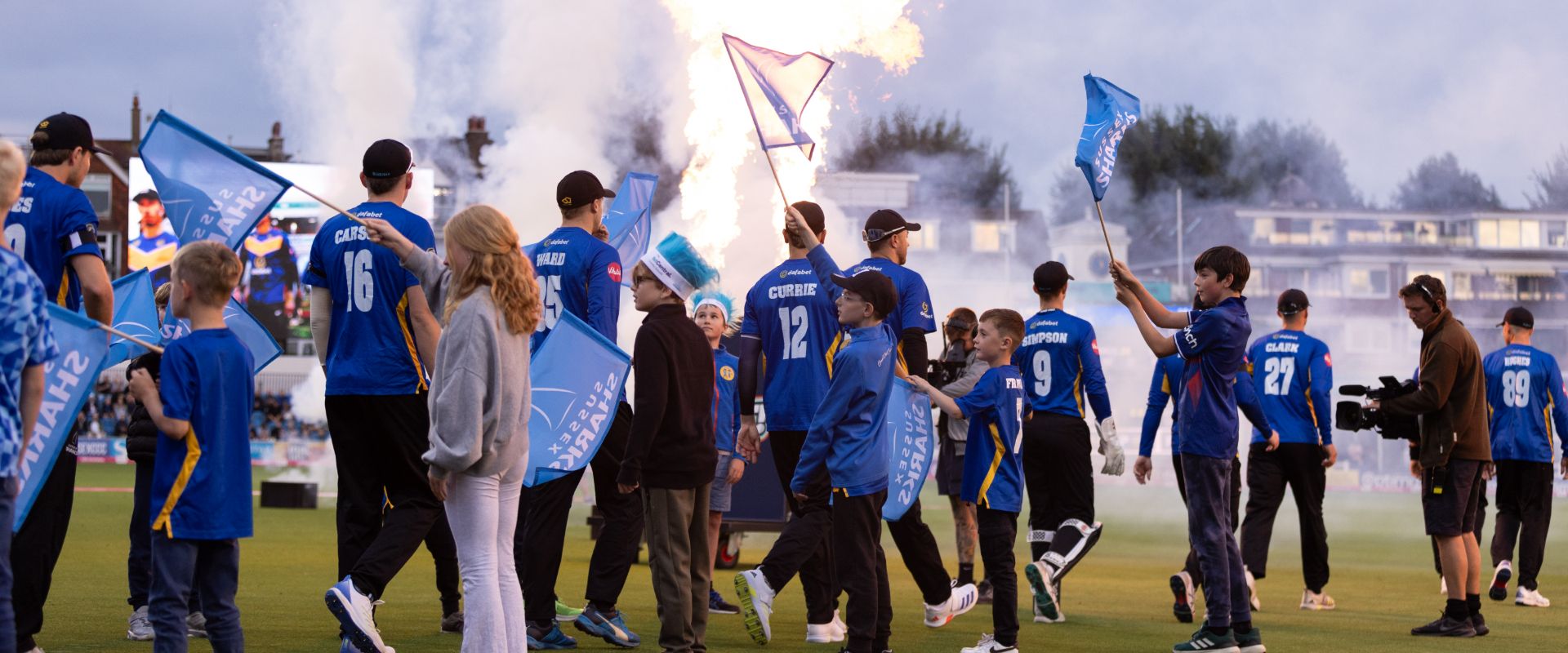 Sussex's side step out onto the pitch in last year's quarterfinal against Lancashire