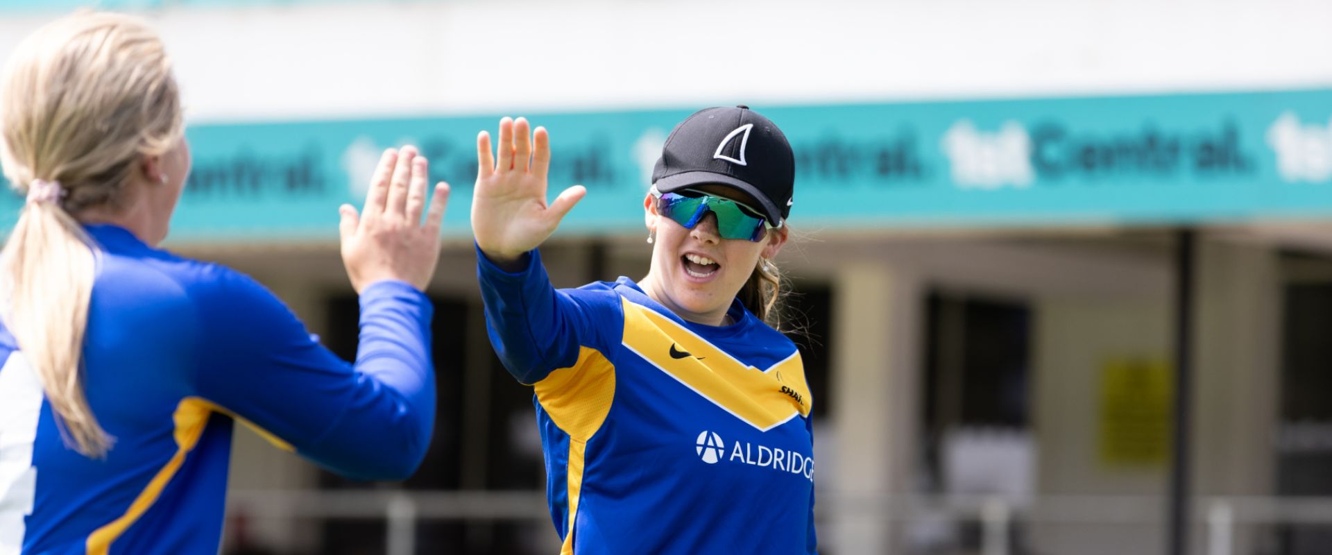 Sussex Sharks Women celebrate after a fine batting performance