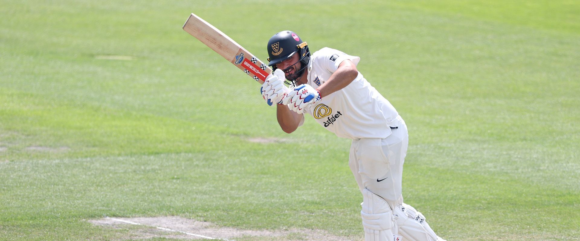 Dan Ibrahim plays a shot for Sussex.
