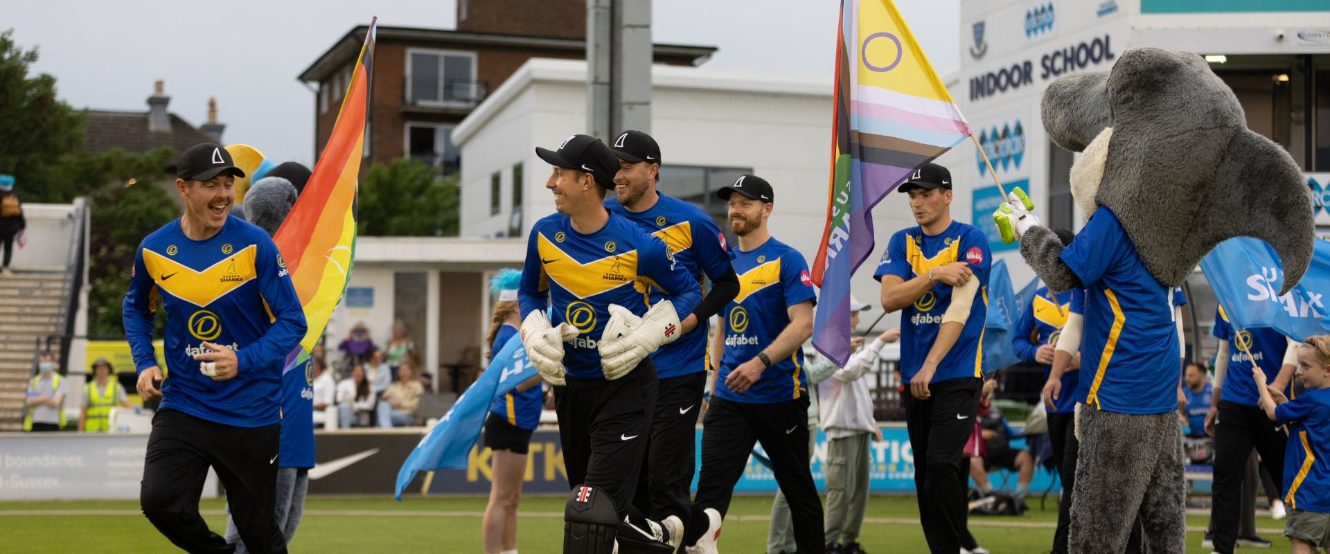 Sussex players head out onto the pitch in a recent match against Essex