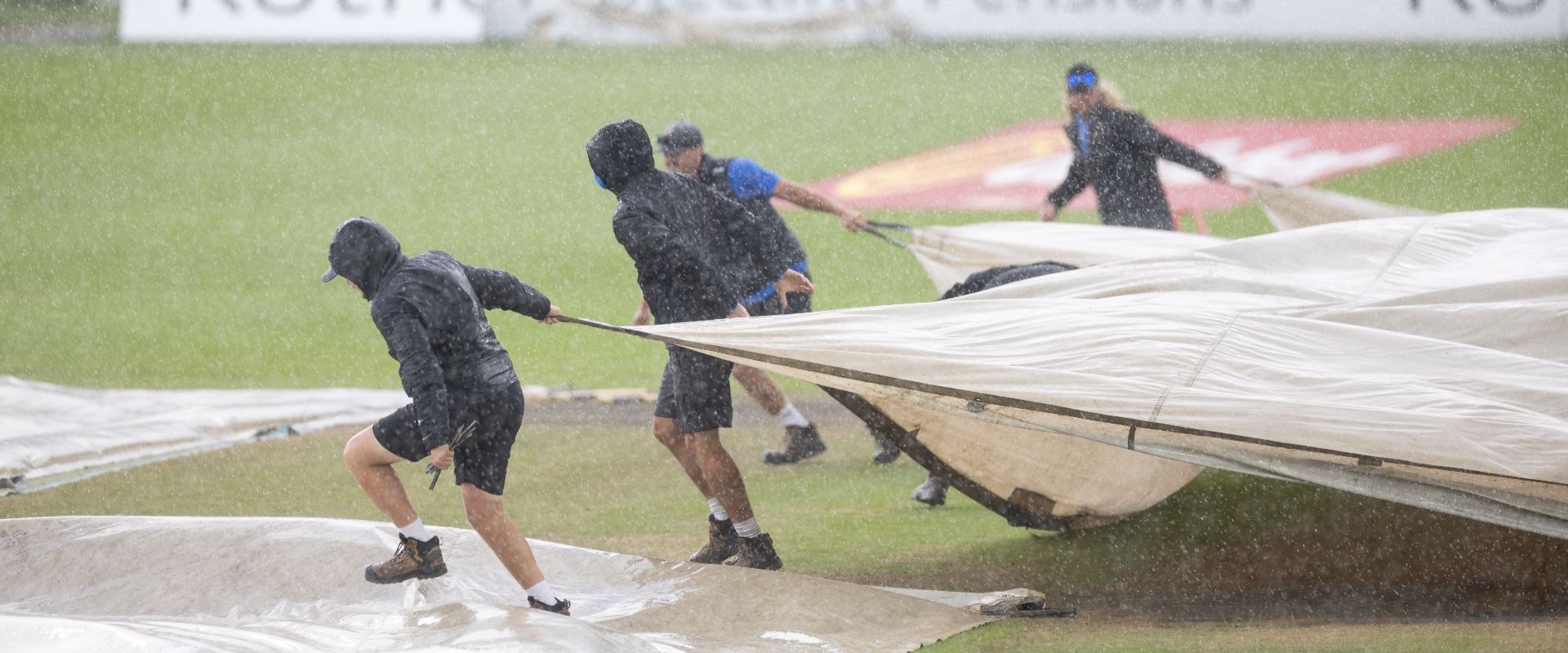 The Grounds Team hard at work on a wet and windy Day 4