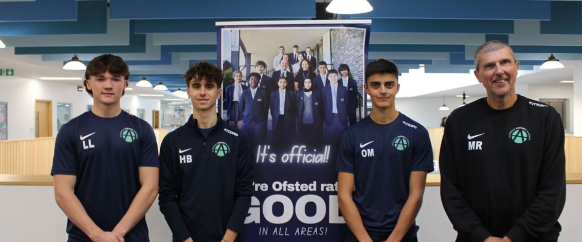 A photo of Louie Lawrence, Harri Brayshaw, Oliver Mason and Mark Robinson OBE