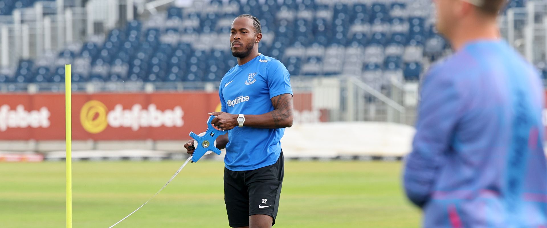 Jofra Archer of Sussex in action at Durham earlier this season