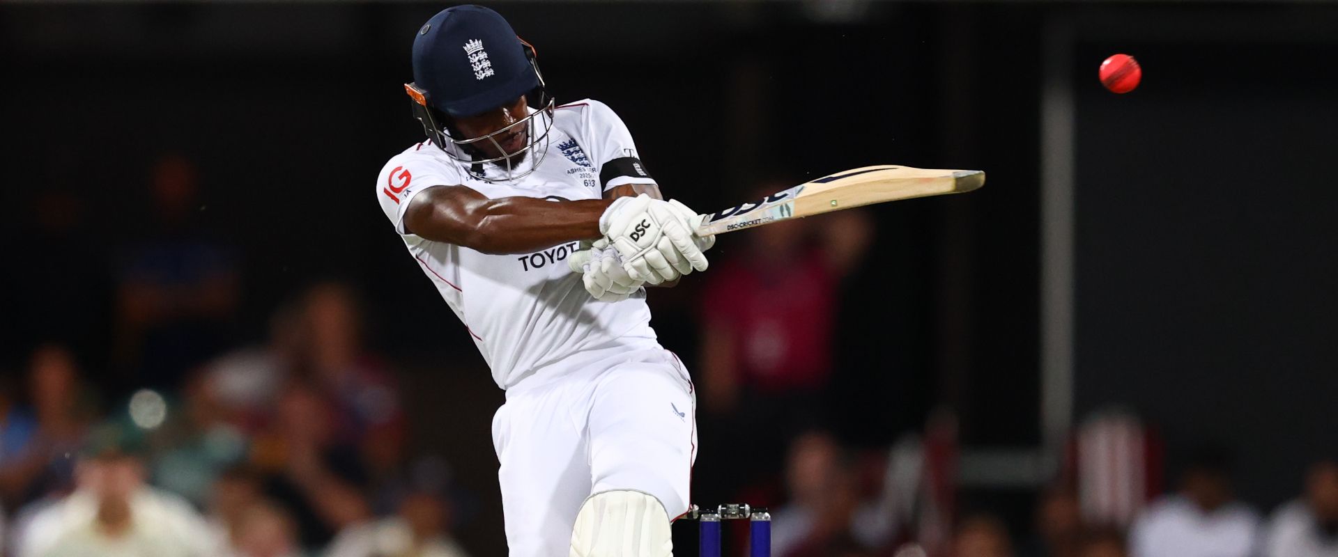 Jofra Archer in action with the bat for England