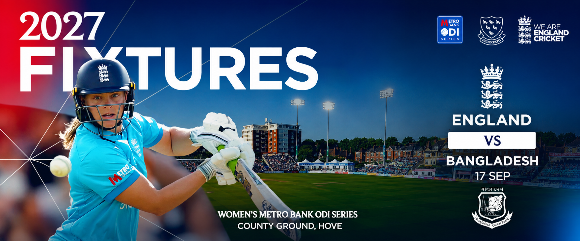 England women will host Bangladesh women in next year's women's international at The County Ground.
