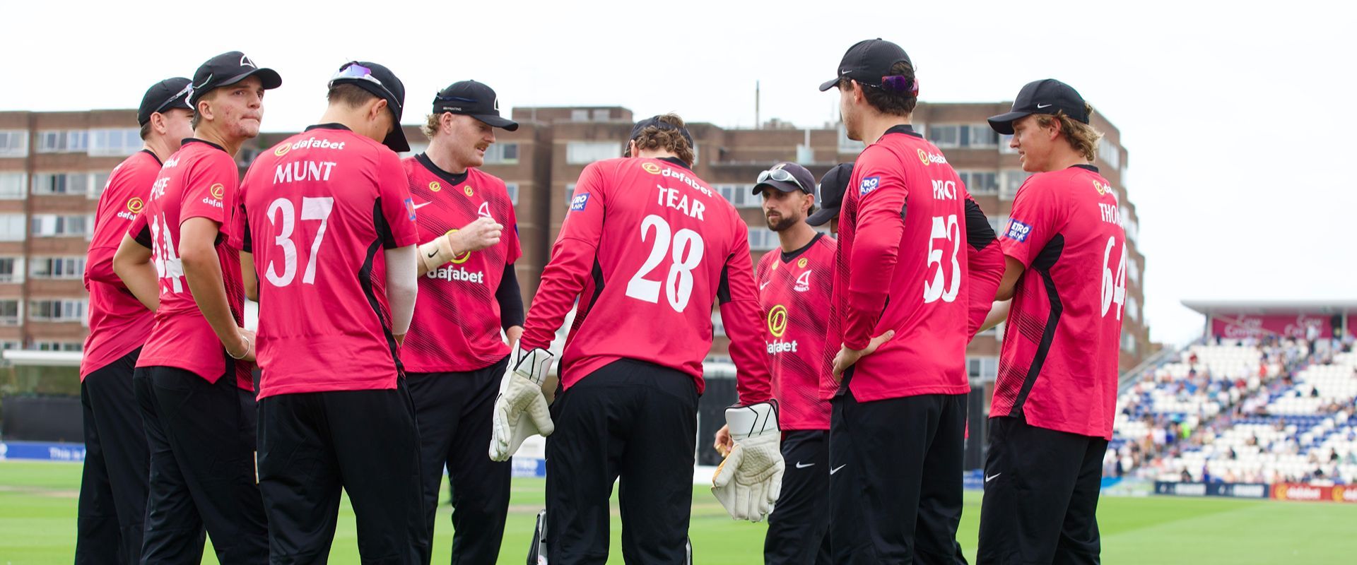 Sussex players gathered on the boundary ahead of the recent fixture against Yorkshire.