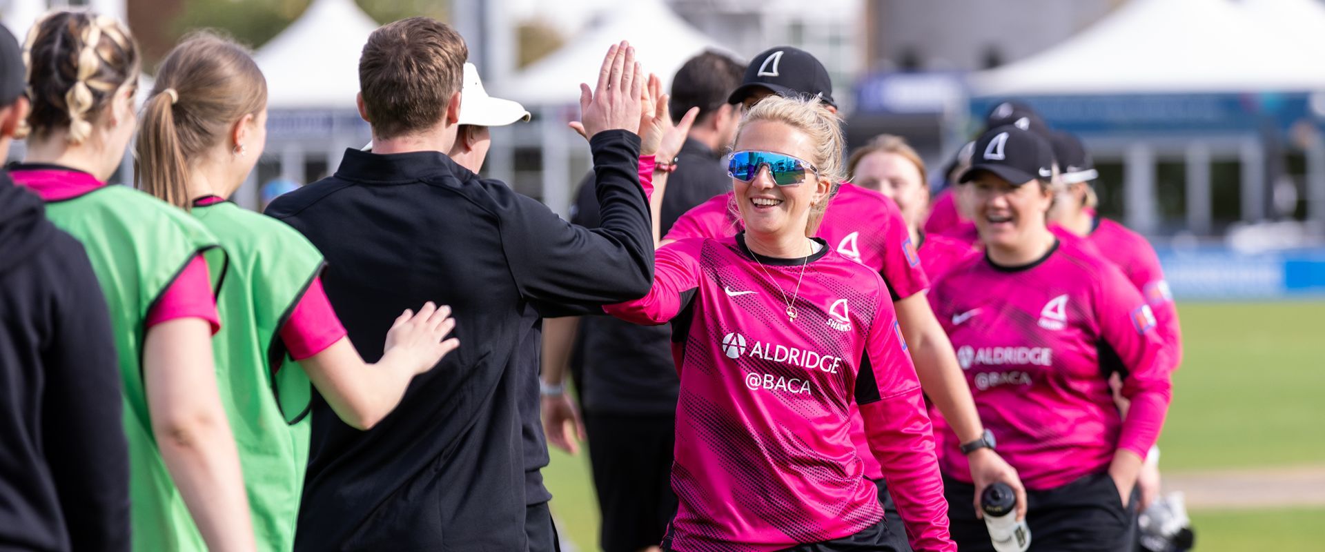 Chiara Green celebrates with the rest of her teammates
