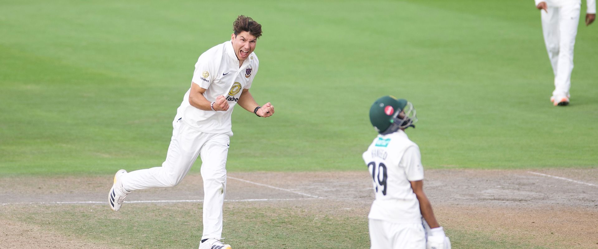 Ari Karvelas celebrates a wicket