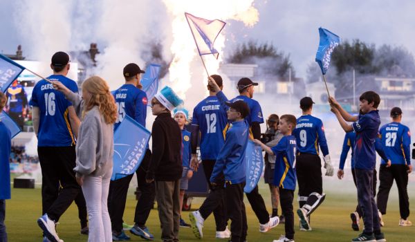 Sussex's side step out onto the pitch in last year's quarterfinal against Lancashire