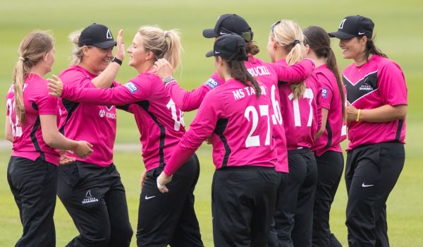 Sussex Sharks celebrate after taking a wicket