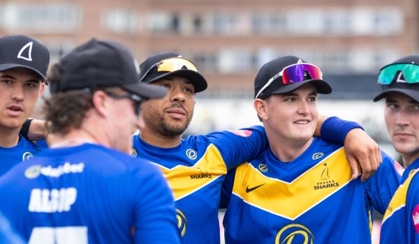 Sussex players in a huddle on Sunday