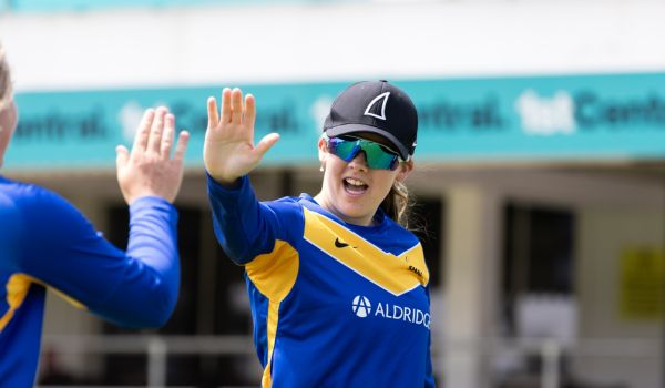 Sussex Sharks Women celebrate after a fine batting performance