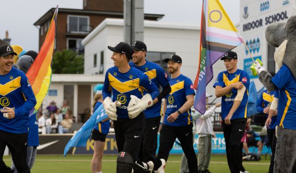 Sussex players head out onto the pitch in a recent match against Essex