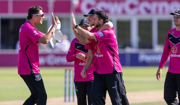 Sussex players celebrate after taking a wicket in last year's One Day Cup 
