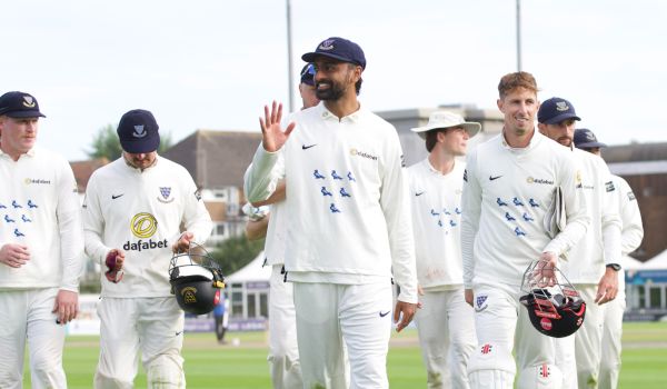 Sussex players walk off the field after Day 2 against Hampshire
