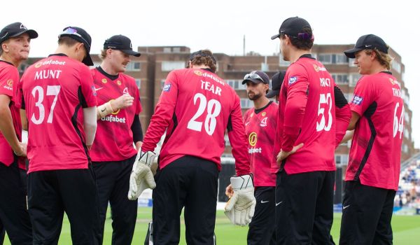 Sussex players gathered on the boundary ahead of the recent fixture against Yorkshire.