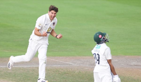 Ari Karvelas celebrates a wicket