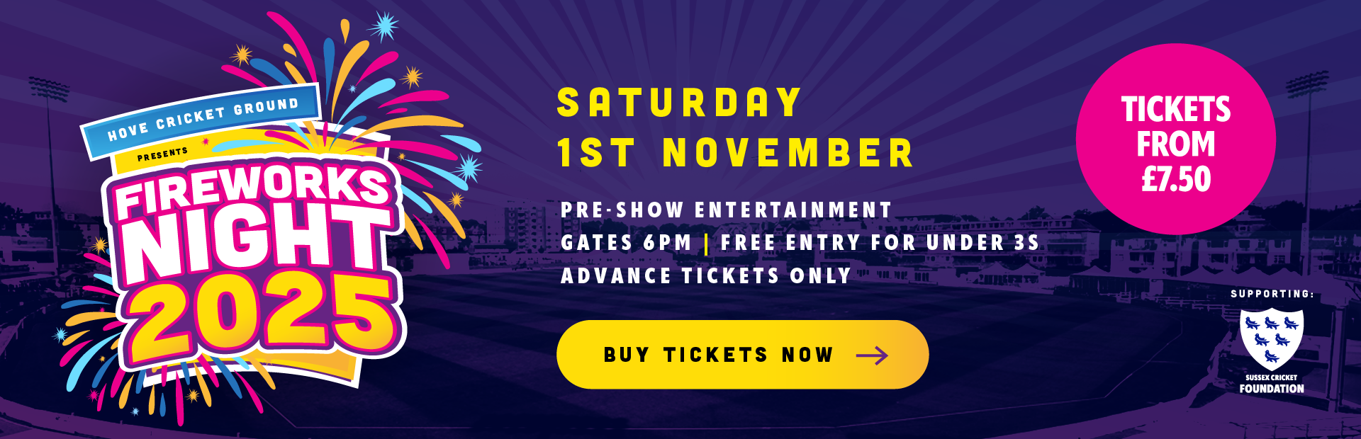 Book Fireworks Night tickets from just £7.50