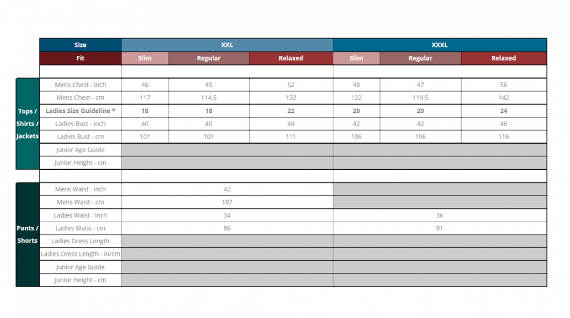 Surridge Size Charts Sussex Cricket