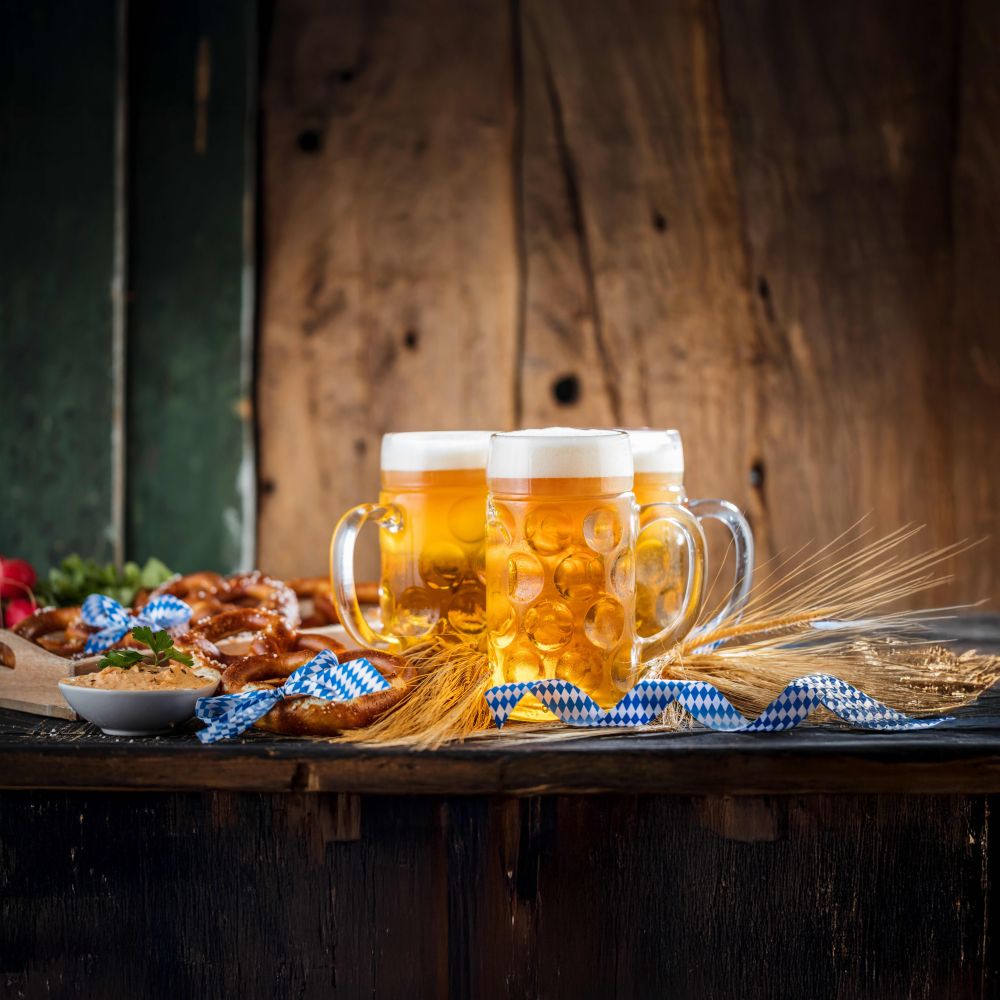 german beer glasses on table